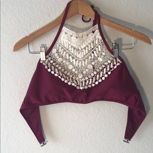 Maroon lace bikini